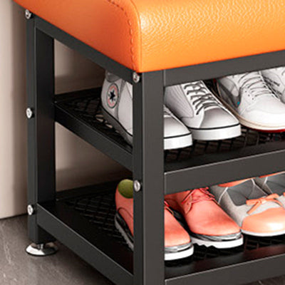 Modern Luxury Rectangle Tech Fabric Carbon Steel Shoe Storage 2-Shelf For Entryways