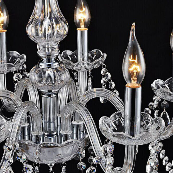 Contemporary Luxury Round Candelabra Glass 3/4/5/6 Light Chandelier For Living Room