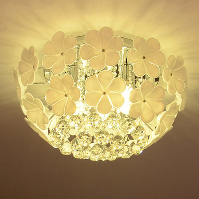 Contemporary Scandinavian Branch Floral Glass Crystal Metal 1/4/6/8/10 Light Flush Mount Ceiling Light For Living Room