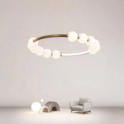 Modern Minimalist Round Aluminum Glass LED Chandelier For Living Room