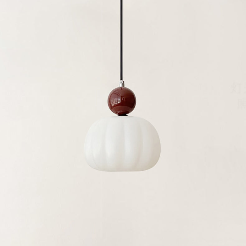 Modern Minimalist Round Pumpkin Iron Acrylic 1-Light Pendant Light For Living Room