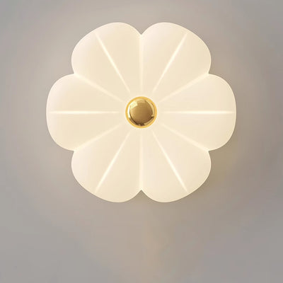 Modern Minimalist Cream Petal Iron PE LED Flush Mount Ceiling Light For Bedroom