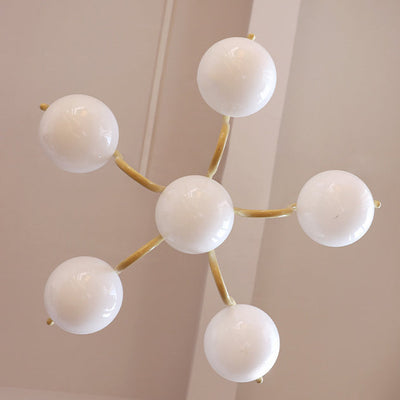 Modern Minimalist Round Ball Iron Glass 6-Light Chandelier For Living Room