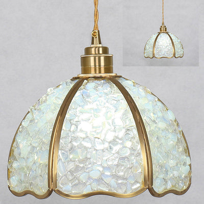 Modern Art Deco Half Round Ball Copper Crystal 1-Light Pendant Light For Dining Room