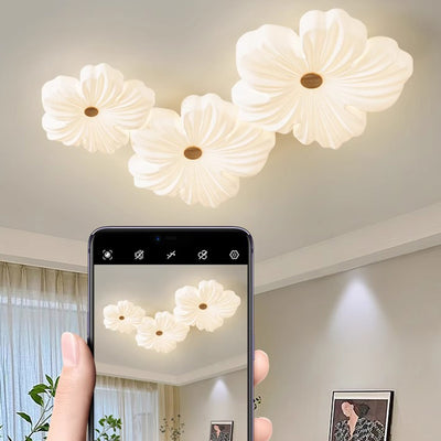 Modern Art Deco Iron Acrylic Flower LED Flush Mount Ceiling Light For Living Room