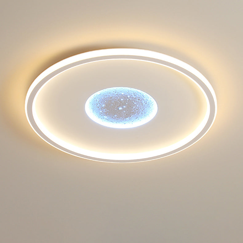 Modern Minimalist Lunar Surface Round Cloud Triangle Square Acrylic Iron LED Flush Mount Ceiling Light For Bedroom