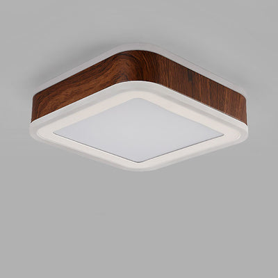 Modern Minimalist Round Square Wood Grain Hardware Acrylic LED Flush Mount Ceiling Light For Living Room