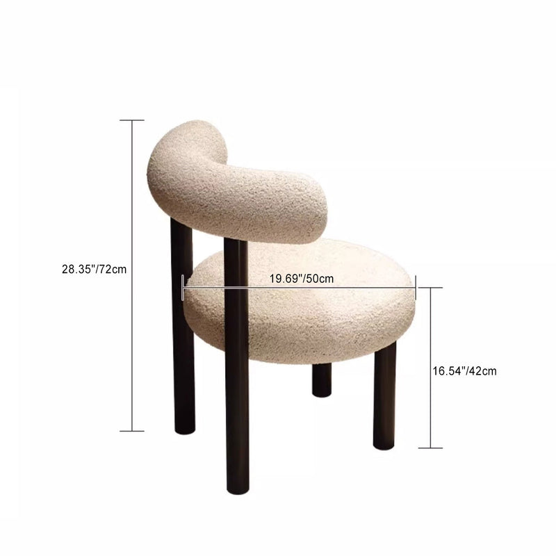 Contemporary Nordic Round Lambswool Metal Vanity Stool Backrest For Bedroom