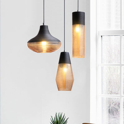 Contemporary Scandinavian Cylinder Oval Iron Glass 1-Light Pendant Light For Living Room