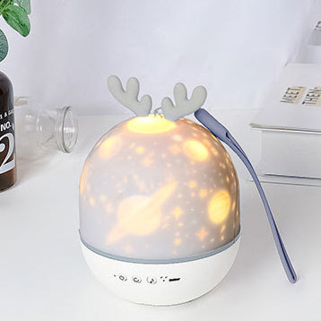 Contemporary Creative Kids Projectable Round Rabbit Deer ABS LED Table Lamp For Bedroom