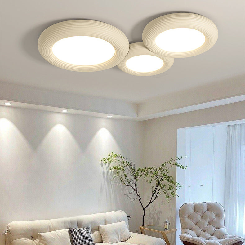 Modern Simplicity Iron Resin Acrylic Round Donut LED Flush Mount Ceiling Light For Living Room