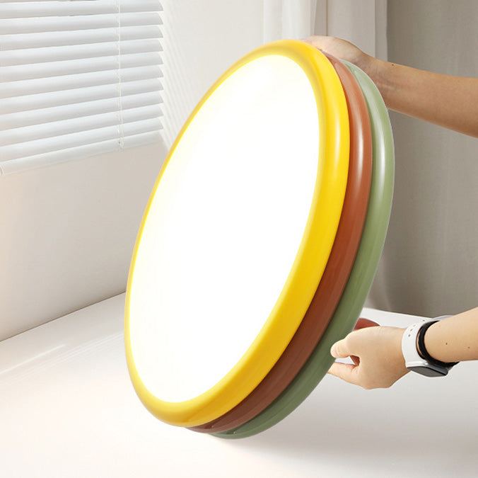 Contemporary Creative Iron Acrylic Round Hamburger LED Flush Mount Ceiling Light For Bedroom