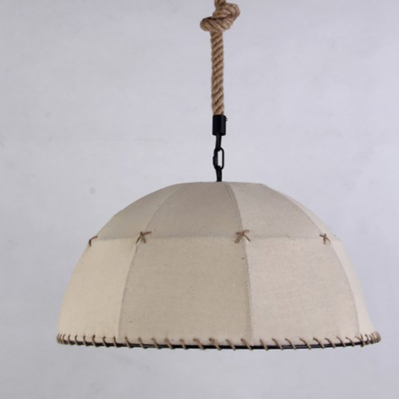 Traditional Rustic Fabric Semicircle Lampshade 1-Light Pendant Light For Dining Room