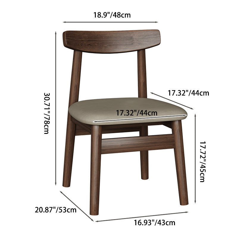 Contemporary Retro Square Double Layer Nappa Leather Upholstered Dining Chair Open Back Armless For Dining Room