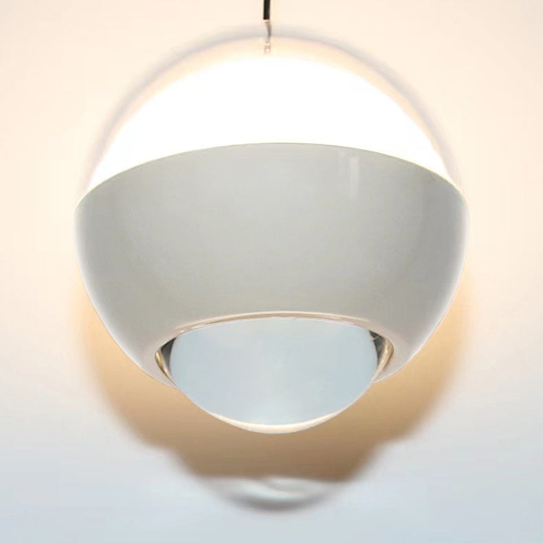 Modern Simplicity Ball Aluminium Acrylic Glass LED Pendant Light Liftable For Bedside