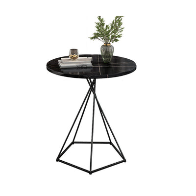 Modern Eclectic Round Iron Rock Slab Coffee Table 1-Tier For Living Room