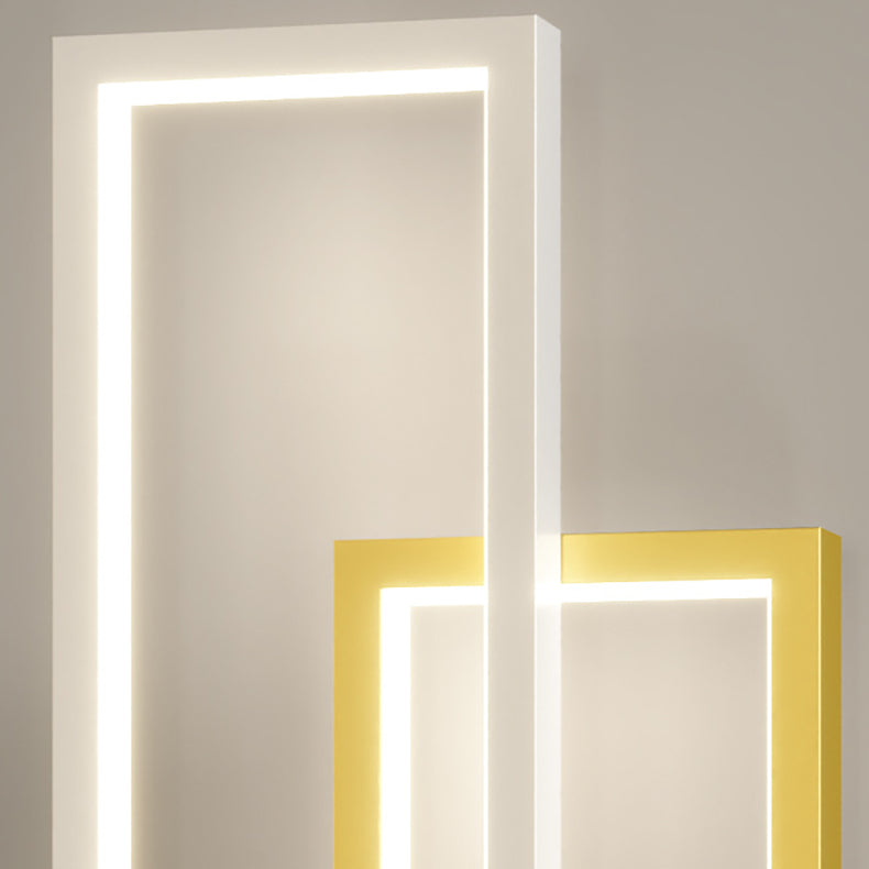 Modern Minimalist Double Rectangle Aluminum Iron Silicone LED Wall Sconce Lamp For Living Room