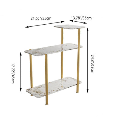 Contemporary Scandinavian Rectangle Rock Panel Steel Side Table 3-Tier For Living Room