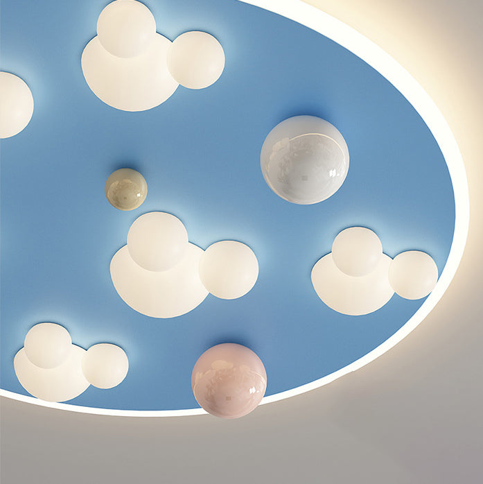 Contemporary Creative Kids Iron Acrylic Round Irregular Shape Mouse Cloud LED Flush Mount Ceiling Light For Bedroom