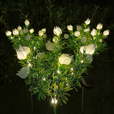 Contemporary Creative Waterproof Imitation Gardenia LED Solar Lawn Insert Light For Outdoor Patio