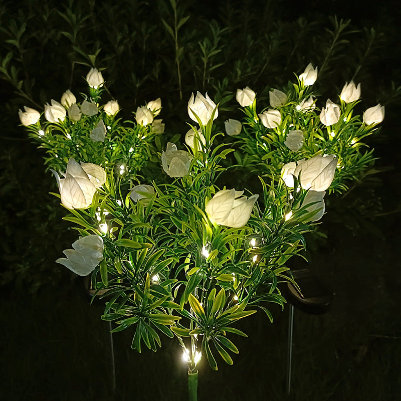 Contemporary Creative Waterproof Imitation Gardenia LED Solar Lawn Insert Light For Outdoor Patio