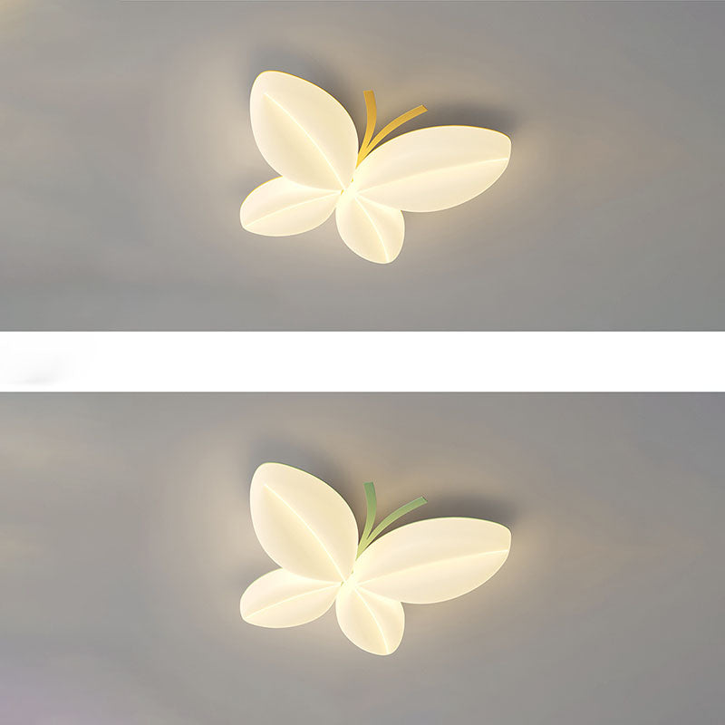 Modern Art Deco Butterfly Design Iron PE LED Flush Mount Ceiling Light For Bedroom