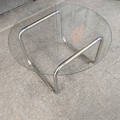 Modern Minimalist Round Glass Stainless Steel Coffee Table For Living Room