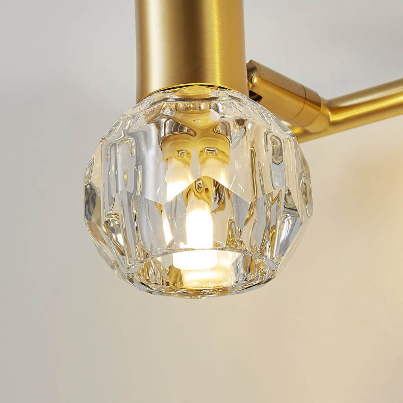 Modern Luxury Cylinder Diamond All Brass Crystal 2/3 Light Vanity Light Wall Sconce Lamp For Bathroom