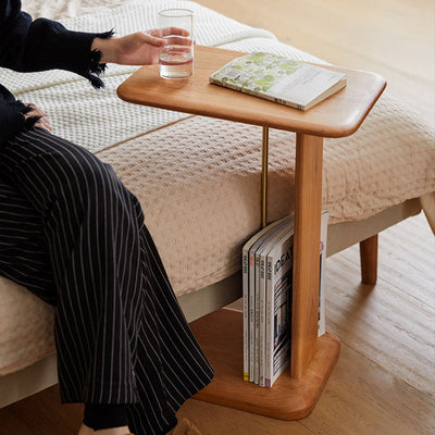 Modern Minimalist Square Wood End Table For Living Room