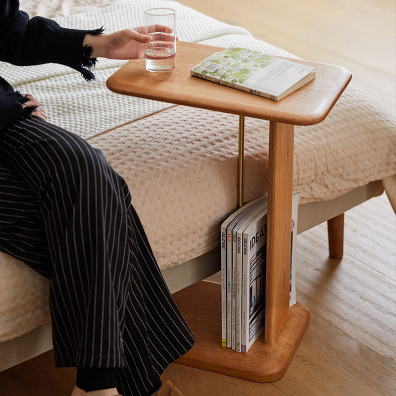 Modern Minimalist Square Wood End Table For Living Room