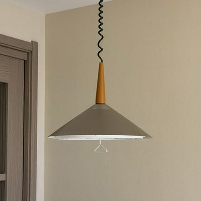 Contemporary Nordic Iron Cone Shade Stretchable 1-Light Pendant Light For Living Room