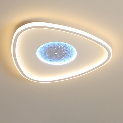 Modern Minimalist Lunar Surface Round Cloud Triangle Square Acrylic Iron LED Flush Mount Ceiling Light For Bedroom