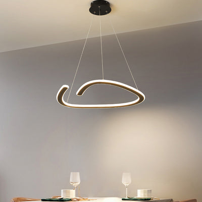 Modern Minimalist Iron Silica Round Strip LED Chandeliers For Dining Room