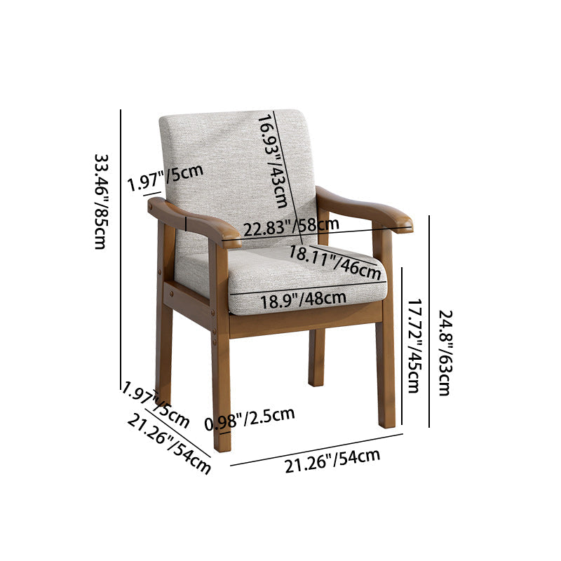 Modern Minimalist Square Upholstered Cotton Linen Fabric Solid Wood Chair For Living Room