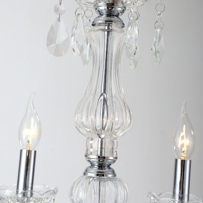 Contemporary Luxury Round Candelabra Glass 3/4/5/6 Light Chandelier For Living Room