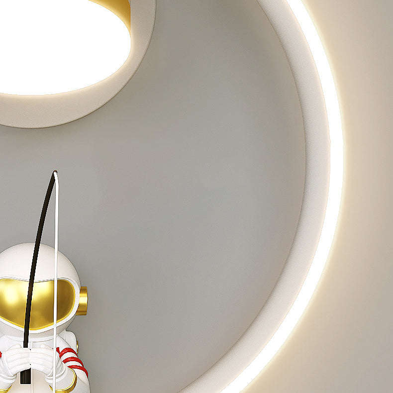 Contemporary Creative Cartoon Astronaut Iron Aluminum LED Wall Sconce Lamp For Bedroom