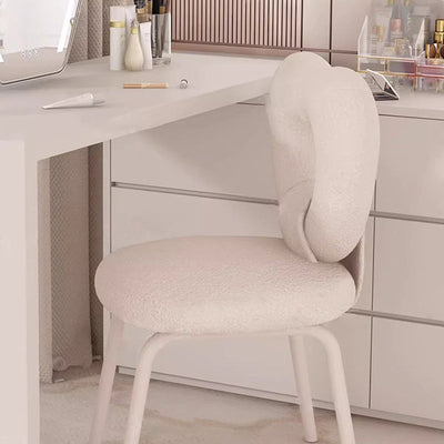 Contemporary Nordic Round Heart Lambswool Solid Wood Metal Vanity Stool Backrest For Bedroom