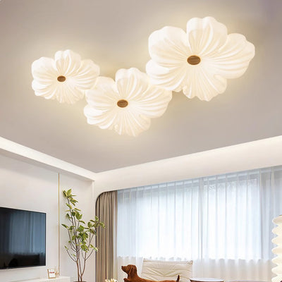 Modern Art Deco Iron Acrylic Flower LED Flush Mount Ceiling Light For Living Room