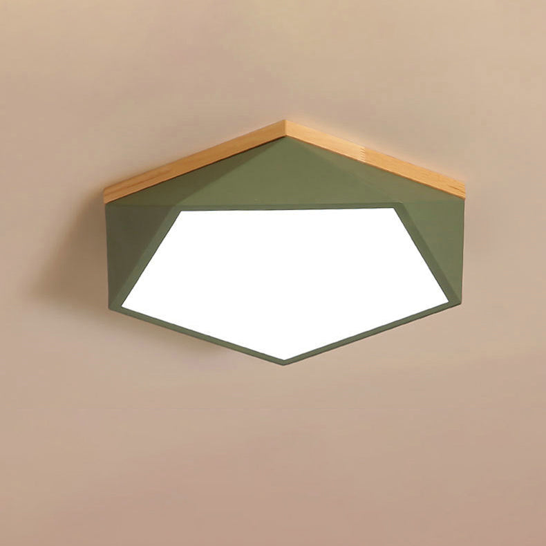 Contemporary Scandinavian Iron Acrylic Polygon LED Flush Mount Ceiling Light For Bedroom