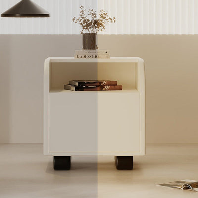 Modern Minimalist Square Desktop Pine Low Carbon Eco Board Nightstand 1-Drawer For Bedroom