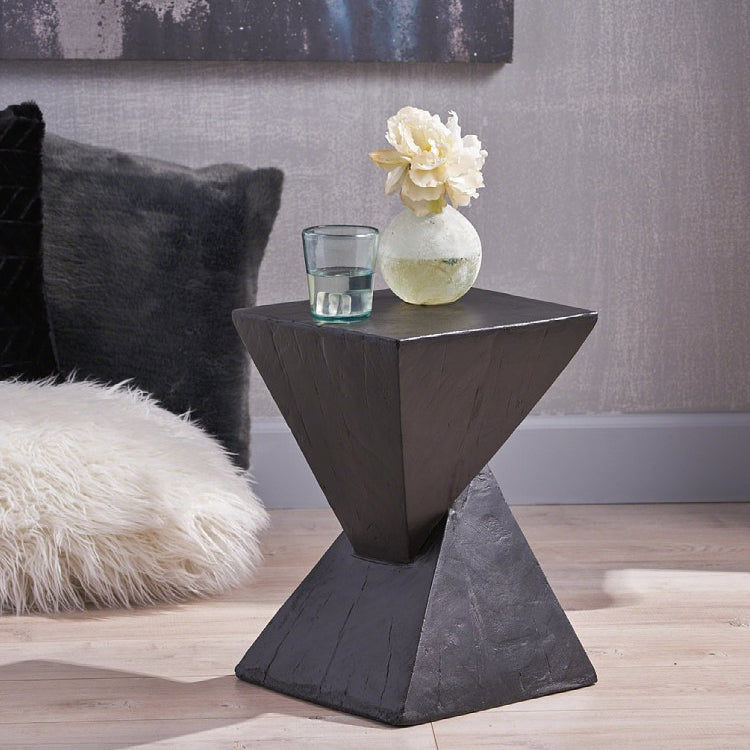 Contemporary Industrial Square Geometric Magnesium Clay Side Table For Living Room