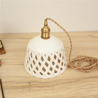 Nordic Minimalist Ceramic Hollow Design Dome Brass 1-Light Pendant Light