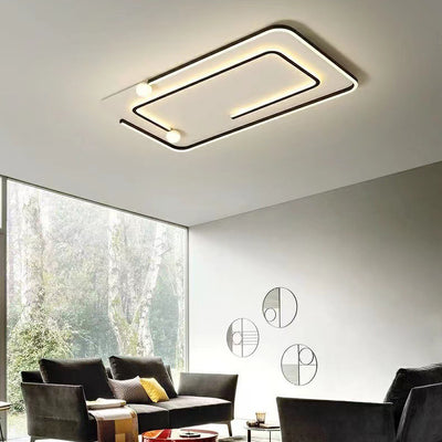 Modern Minimalist Iron Silica Rectangular Square Round LED Flush Mount Ceiling Light For Living Room