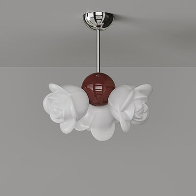 Contemporary Creative Rose Orb PE Iron LED Semi-Flush Mount Ceiling Light For Living Room