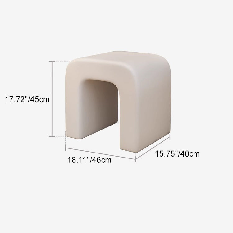 Modern Minimalist Square Arched PU Leather Wood Frame Vanity Stool For Bedroom