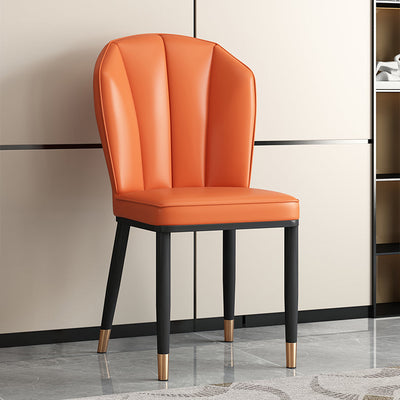 Modern Luxury Leather Carbon Steel Sponge Square Shell Dining Chair Backrest For Dining Room