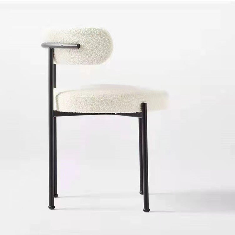 Modern Minimalist Round Velvet Upholstered Stainless Steel Tubular Legs Dining Chair Backrest Armless For Dining Room