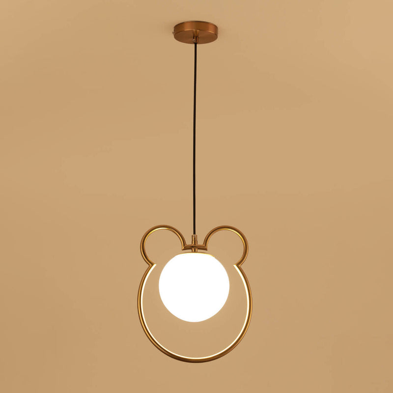 Lampe suspendue contemporaine et créative avec cadre en fer et abat-jour en verre, 1 lumière, pour chambre à coucher 