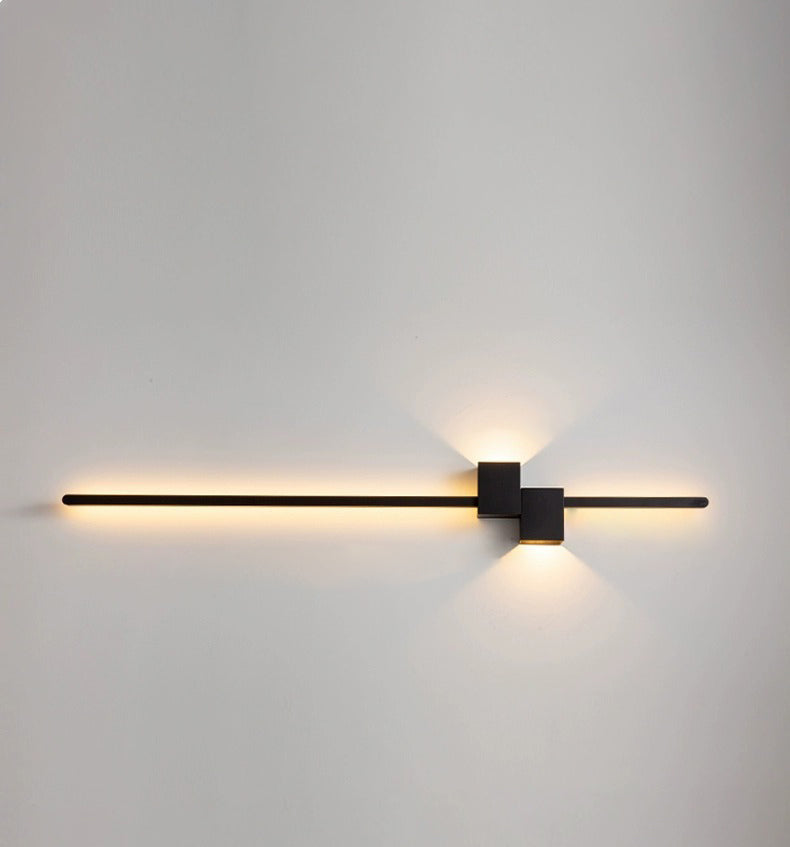 Modern Minimalist Strip Rectangle Iron Aluminum LED Wall Sconce Lamp For Living Room