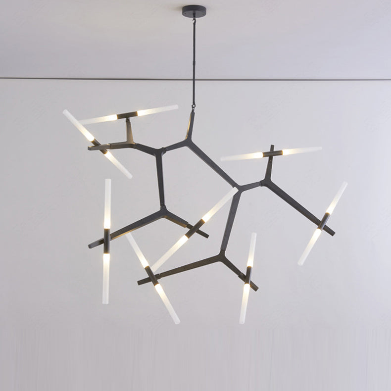 Modern Minimalist Dendritic Alloy Iron Acrylic 10/16 Light Chandelier For Living Room